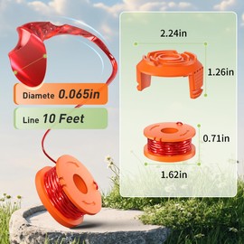 VOSOIR 20 Pack WA0010 Weed Eater String Compatible with Worx, 0.065 inch 10ft/Pack, Replacement Trimmer Line Spool, Compatible with Worx String Trimmers (16 Line spools+4 Caps)