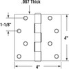 Prime-Line U 1150373 Door Hinge Residential Smooth Pivot, 4 In.