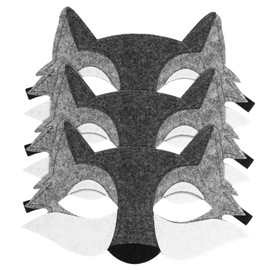 Nuobesty Pack of 3 Felt Wolf Face Masks Animal Masks Dress Up Costume for Kids Party