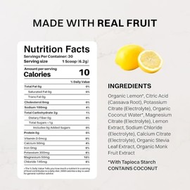 Just Ingredients Mezcla Bebida Electrolitos Limonada Agua Coco Sal Marina Oligoelementos Porciones