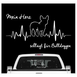 siviwonder French Bulldog Bully Sticker Car Heart Heartbeat Dog Sticker White Size 60 cm