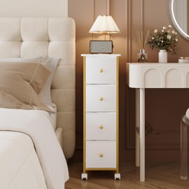 Narrow Storage Cabinet, Narrow Nightstand Dresser with 4 Drawers