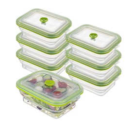 Restaurantware-Fresh Hero 32.3 Ounce Storage Containers, 1 Durable Airtight Food Containers - Microwavable, Freezable, Green Silicone Collapsible Containers, Dishwashable, With Vented Lids