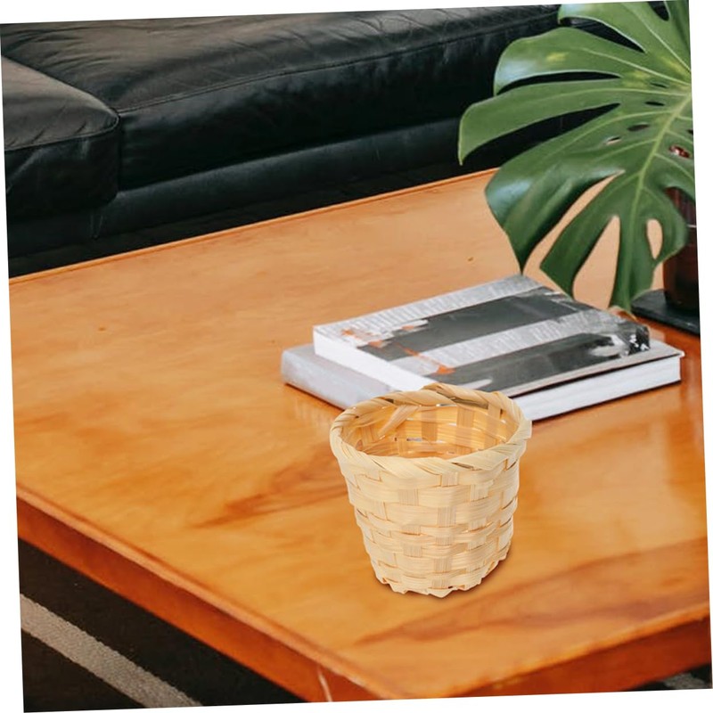Mipcase 6pcs Handheld Bamboo Basket Miniature Woven Sundries Organizer for