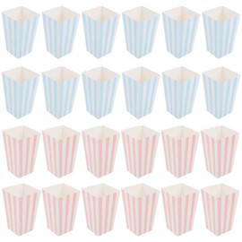 LUOZZY 24 Pcs Movie Theater Popcorn Boxes Paper Popcorn Boxes Popcorn Containers (Pink+Blue Stripe)