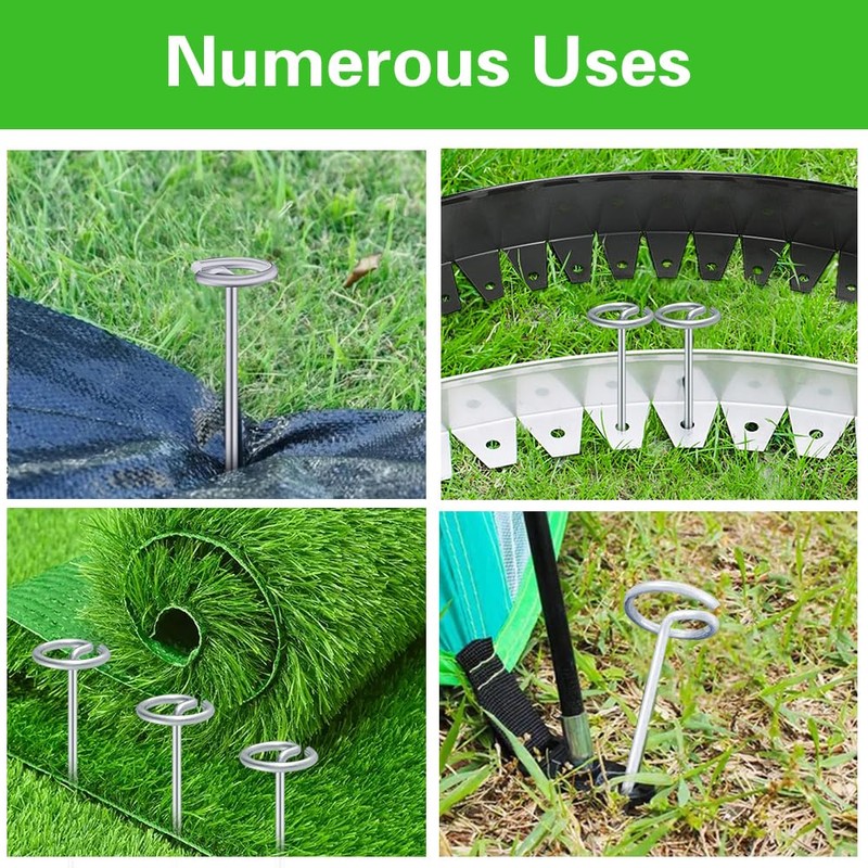 Bakulyor 200Pcs Circle Top Landscape Staples, 6 Inch Garden Stake