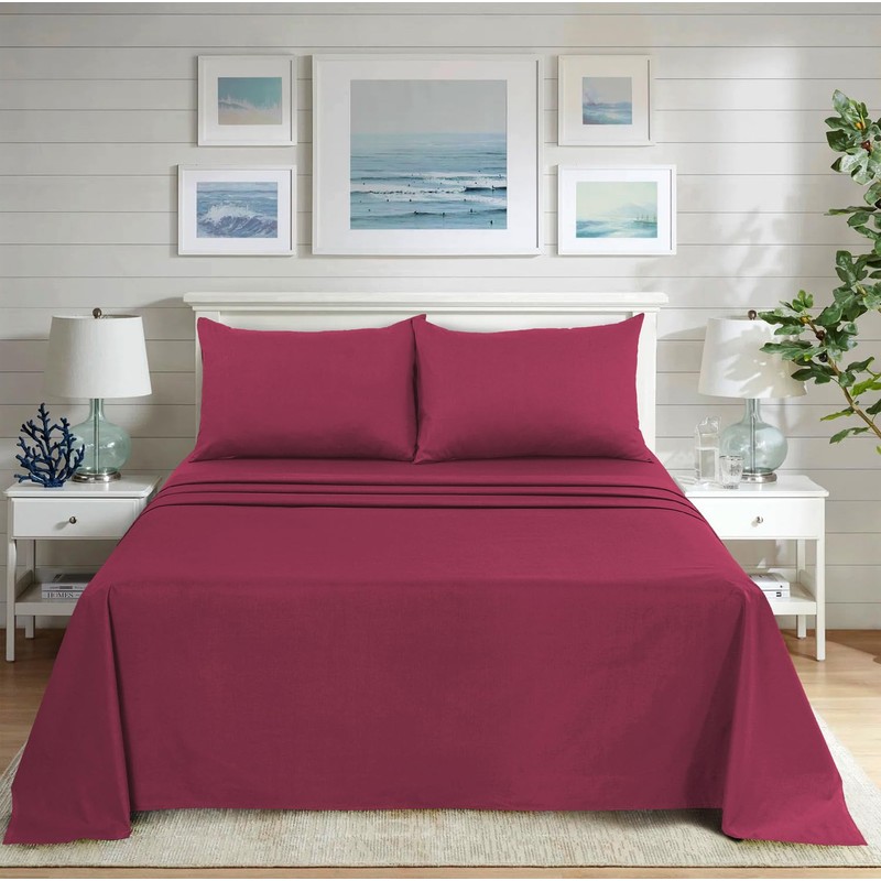 CHARKHAH Polycotton Flat Sheets with Single Double King Size Bed