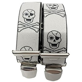 Generisch Skull Braces, Unisex, 4 Strong Metal Clips, 35 mm Wide, 110 cm Long, Party, Fancy Dress, Carnival, Vienna-Fashion.at, Classic Skull WhiteST024, White