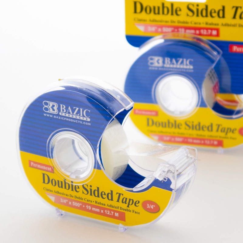 BAZIC 3/4" X 500" Double Sided Permanent Tape w/Dispenser