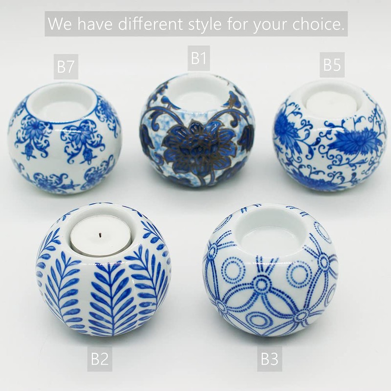 Porcelain Candle Holder Tealight Candleholders Blue and White Decorative Chinoiserie