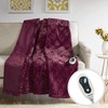 Beautyrest Brushed Long Fur Electric Throw Blanket Ogee Pattern Warm