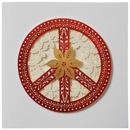 NIQUEA.D Christmas Card, Laser Cut Peace Sign, Includes a Holiday Sentiment and Coordinating Envelope (NCC-0027), multicolored, 5" x 7"