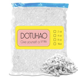DOTUHAO Bean Bag Filler, White Shredded Memory Foam, Bean Bag Stuffing for Easy Pillow, Mattress Grade Replacement Filling for Dolls, Dog Beds and Pillows (White,1 LB)