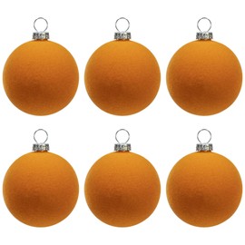 KI Store Ginger Velvet Ball Ornaments 6pcs 6cm for Party Christmas Tree Baby Shower First Christmas Decorations