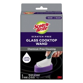 Scotch-Brite Glass Cooktop Wand with Refill Pads, Cleans With Just Water, Tackle Burnt-On Messes, 1 Wand and 2 Replacement Heads