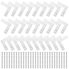 28 Stk Flachwinkel 90 Grad 60x60mm Flache Winkelverbinder, L Winkel Edelstahl Flachverbinder L-form Eckwinkel Edelstahl Metallwinkel 90 Grad Eckverbinder für Schrank Tisch Stuhl Brackets +Schrauben