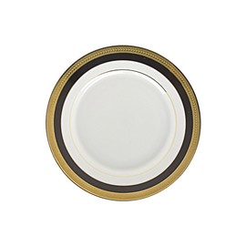 10 Strawberry Street Sahara Black 8" Salad/Dessert Plate, Set of 6, White/Black/Gold
