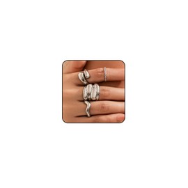 Irikdescia Thick Gold Rings Women, Delicate Silver Rings, Stackable Rings, Statement Rings, Vintage Jewellery, Y2K Jewellery, Chunky Silver Coated Rings Women Set
