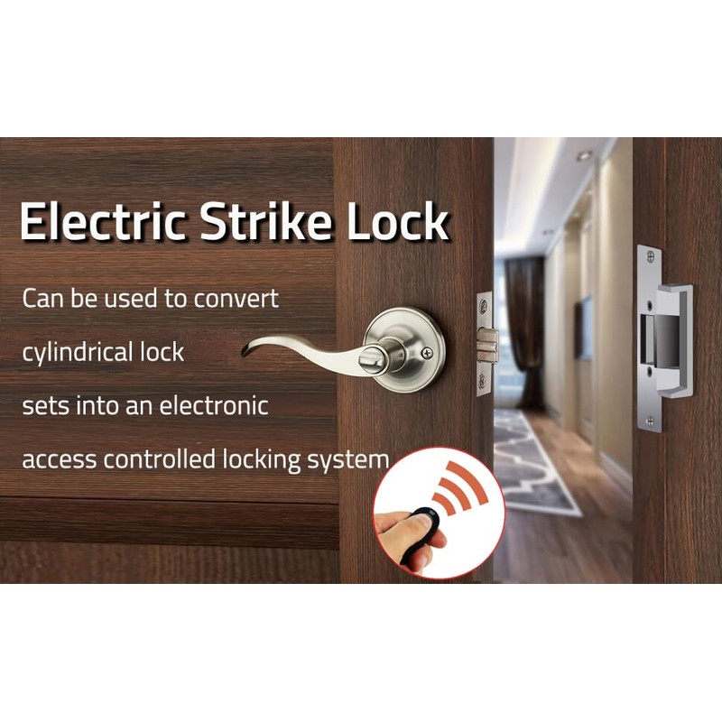 Remote Control Electric Strike Door Lock System, 2200lbs Fail Secure/Fail