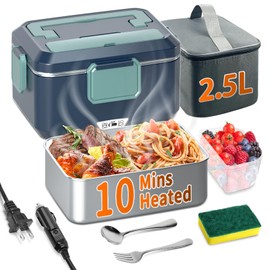 IFENROL Electric Heated Lunch Box for Adults - 100W 2.5L Fast Heating Lunch Boxes Portable for Adults,12V/24V/110V for Car Truck Office Home