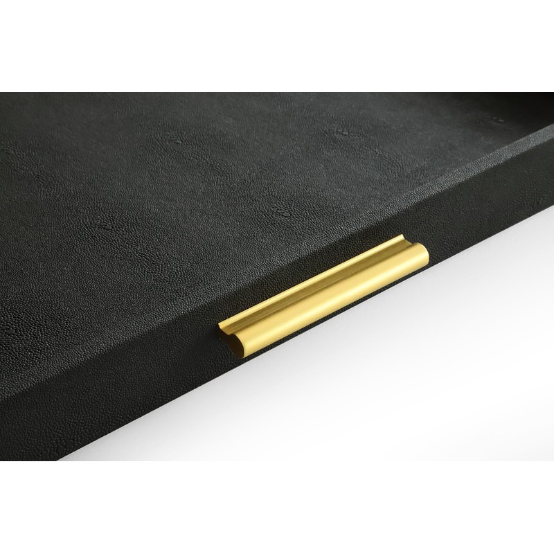 HofferRuffer Extra Large Square Serving Tray, Elegant Faux Leather Ottoman