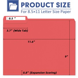 File Folder, PANDRI 170 Pack Colored File Folder, 1/3 Cut Tab, Letter Size, Assorted 12 Colors Filing Folder for Office School Business
