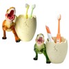 FlidRunest 2 PCS Dinosaur Kids Toothbrush Holders for Bathrooms -