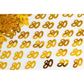 SHATCHI 14g Gold 80th Birthday Confetti Foil Metallic Glitz Table Scatter Sprinkles Age Bday Party Decorations, 12mm