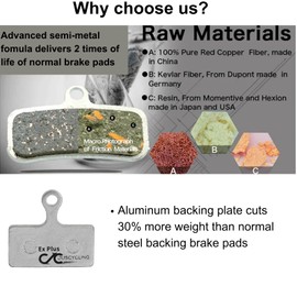 Resin Organic Semi-Metal Brake Pads for Shimano Brake Pads SLX Deore XT M615 M675 M666 M785 M985 M987 M988 M6000 M7000 M8000 M8020 M9000 M9020 and More, Smooth Braking and Long Life (2 Pairs)