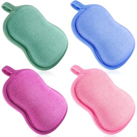4 Pieces Baby Bath Sponge Cotton Baby Sponge Soft and Absorbent Sponge for Kids Babies Men Women (Red, Purple, Green, Blue)