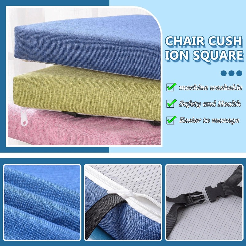 Stool Cushion Square with Ties 10/11/12/14in,Non-Slip Bar Stool Cushion Square