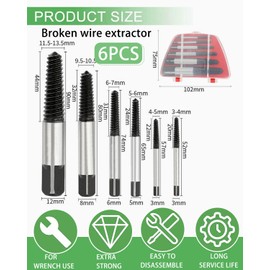 TPZORJX 6-Piece Professional Screw Extractor Set, Left-Handed Screw Extractor Set, with Various Models of Screw Extractor, Screw Extractor Kit for Damaged Screws and Pipes