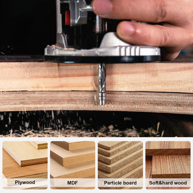 SpeTool Spiral Flush Trim Router Bits 1/4'' Shank Pattern Router