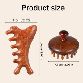 SynHHergyx Peine masajeador de cuero cabelludo de madera, 2 piezas de masajeador de cuero cabelludo de sándalo para el crecimiento del cabello, herram