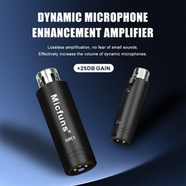 Micfuns MK1 Compact Dynamic Microphone Amplifier with High Quality Preamp +25dB (Black)