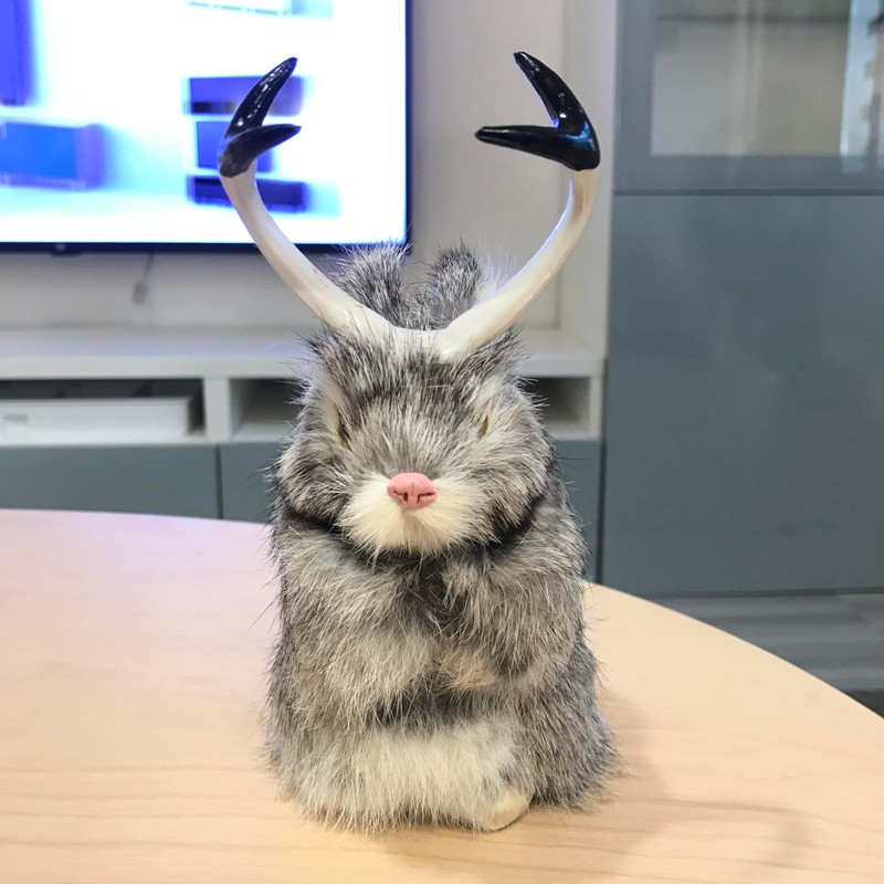 Basuo-9Q Realistic Jackalope Furry Wild Animal Replica Figurine Easter Bunny