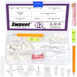 Swpeet Concrete Wall Hooks Kit Invisible Nail Wall Screw Hangers Picture Hanging Non-Trace Invisible Nail Wall Hooks Used in Drywall and Plastering Concrete Wall (N1)