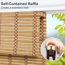 SEEYE Cordless Bamboo Blinds Shades, Light Filtering Bamboo Roller Shades Natural Roman Blind Shade, Bamboo Roll Up Blind for Windows, Easy to Install for Door, Patio, Bedroom, 22" W x 64" H,Natural