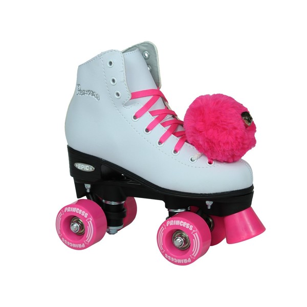 Epic Skates Pink Princess Girls Quad Roller Skates, White, Youth 3,PnkPncs03