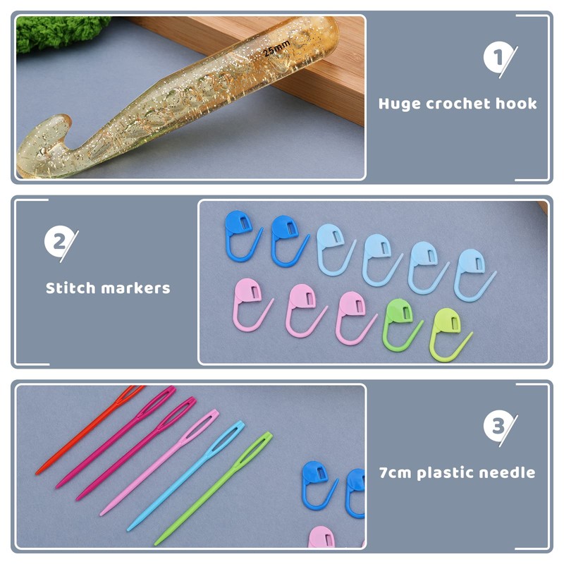 Mayboos 25mm Huge Crochet Hook, Large Yarn Crochet Hooks Needles,