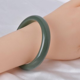 YMHOP Green Natural Jade Bangle Bracelet for Women Healing Protection Good Luck Natural Gemstone Fengshui Jewelry for Wife Mother's Day Gift for Mom (Green, 60-62mm diameter)