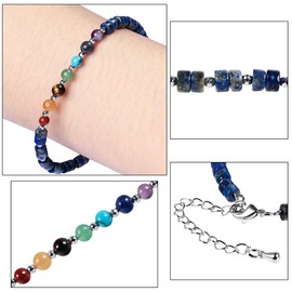 SUNYIK 7 Chakra Beads Bracelet for Women Adjustable Yoga Crystal Jewelry for Reiki Healing, Lapis Lazuli