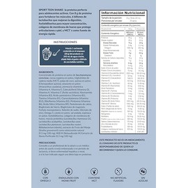 Proteína para adolescentes deportistas | The Mix Sport Teen Shake 500 g | Proteína vegetal, Sabor Cacao | 25 porciones | Omega-3, MCT, vitaminas y min
