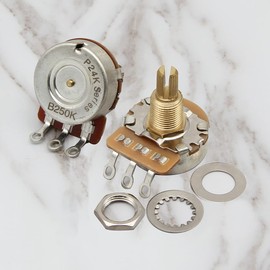 FLEOR 2pcs B250K Linear Pots 19mm Long Split Shaft Guitar Potentiometer, 24-Spline