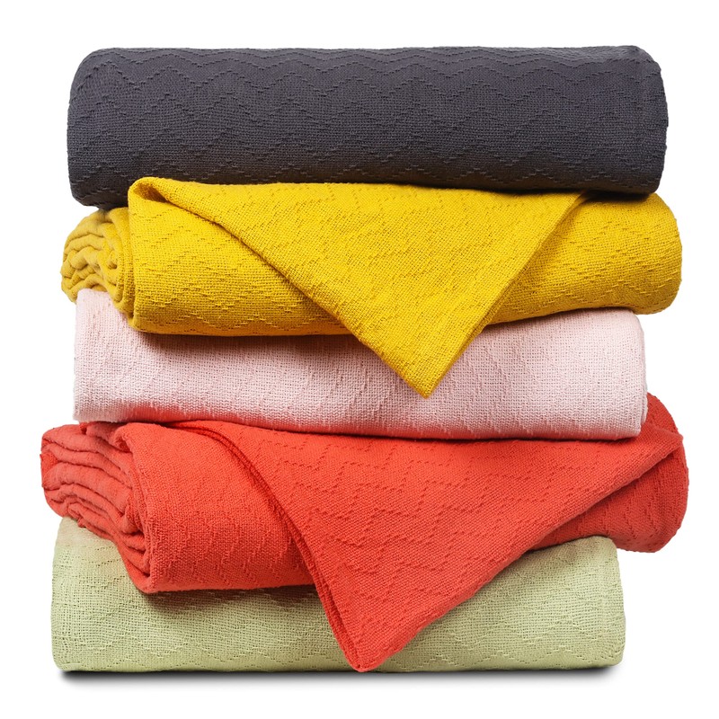 BELIZZI HOME 100% Cotton Bed Blanket, Breathable Thermal Blanket Full