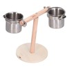 Bird Perch Stand Wooden Parrots Stand with Stainless Steel Feeding