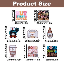 8PCS Coffee Theme Silicone Beads, Characters Silicone Focal Beads for Pens, Cup Loose Beads Charms Bulk for Keychain Making Necklace Bracelet Lanyard Pendants DIY Handicrafts