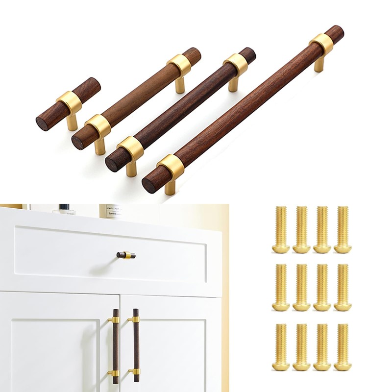 Cabinet Knobs,12-Pack,Addlike Knobs for Dresser Drawers 50mm Length Walnut Drawer