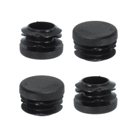 PATIKIL 1 Inch Plastic Tubing End Caps, 50 Pcs Round Hole Plug Insert for Round Iron Pipe Chair Leg Table Bookshelves Patio Furniture, Black