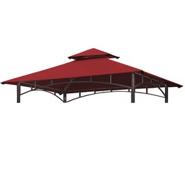 CoastShade Replacement TOP Only 5"x8" Grill BBQ Gazebo Double Tiered Replacement Canopy Roof Outdoor Barbecue Gazebo Tent Roof Top,Burgundy